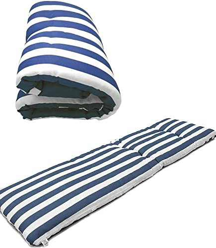 Genérico Cojín Tumbona Colchón Colchoneta Tumbona Acolchada 200 x 55 x 5 cm. Colchoneta para sillas de Jardín, Playa, Piscina (01_Rayas Azules)