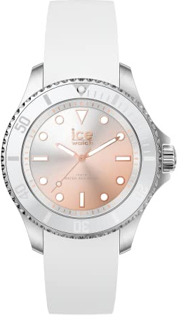 Ice-Watch - ICE steel Sunset pink - Silbergraue Damenuhr mit Silikonarmband - 020369 (Small)