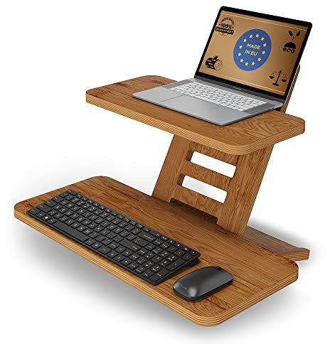 Stående skrivbord | ståbord | ståbord i trä | laptopstativ | stativ | ståbord | talbord | skrivbordsfäste | justerbar höjd | tillverkad i EU (brun)