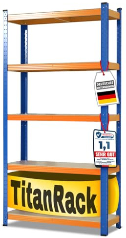 KARAT Scaffalatura per carichi pesanti per garage e officina, a incastro, angolare, per pneumatici (blu/arancione, 200 x 150 x 60 cm)