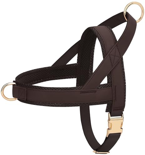PET ARTIST No Pull Dog Harness, Soft Padded PU Leather Step in Dog Harness with Quick Release Metal Buckle, Adjustable Quick Fit Pet Strap Vest Harnesses for Medium Dogs Walking Training,Chest 22-27