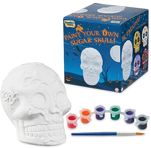 KreativeKraft Halloween Deko Innen Basteln Kinder DIY Grusel Gipsfiguren zum Bemalen 1, 2, 3 Stück Halloweendeko Bastelset mit Farben (1 Stuck)