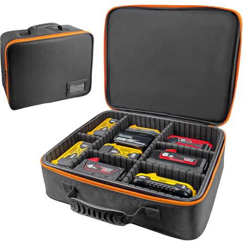 otuiaim 38.5 x 32 x 10 cm Portable Tool Hard Carrying Case for Batteries & Chargers with Adjustable Dividers - Large Size Storage Bag, Organizer Waterproof Dustproof Shockproof for Tools Accessories