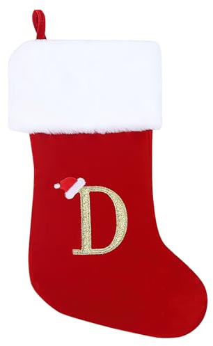 GOXAEEE Weihnachtsstrumpf Personalisiert Nikolausstrumpf 45 cm Großer Christmas Stockings Weihnachtsbaum Kamin hängende Ornamente Geschenkhalter Weihnachtsdekorationen für Weihnachtsbaum und Heim (D)
