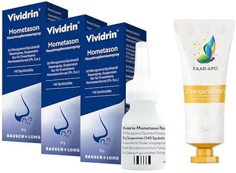 Vividrin Mometason Heuschnupfenspray 3 x 140 Sprühstöße inkl. einer hochwertigen Handcreme Marke Faar-Apo