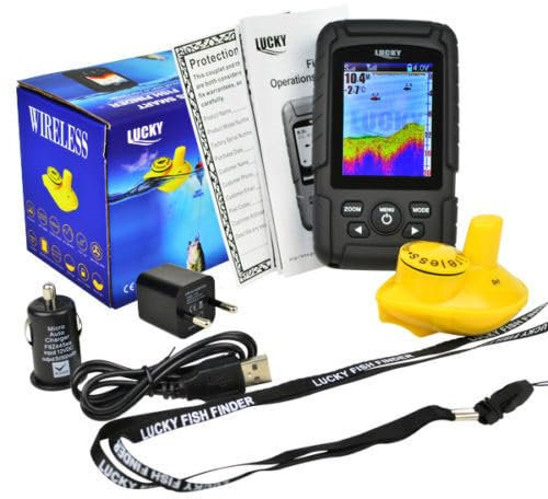 LUCKY Colour Wireless Fish Finder - 100 Metre Range, Depth, Features, Carp, Coarse, Bottom Contours. Large LCD screen, battery and charger + many more features