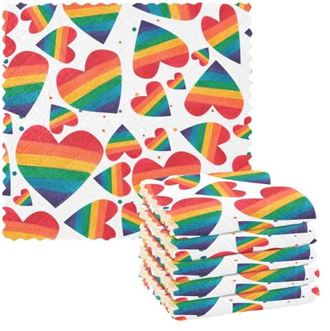 Mnsruu Microfibre Cleaning Cloths Rainbow Heart Reusable Dish Cloths for Washing Up 6 Pack Swedish Dishcloth Microfibre Cleaning Towels Washable Duster Rags Cloth Home