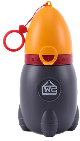 ED-Lumos Vasino da viaggio portatile per allenamento di pipì, toilette di emergenza per campeggio, auto, viaggi, all'aperto, parco, bambini, ragazzi, ragazze, design razzo, grigio e arancione, 370 ml
