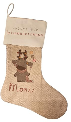 Kilala Nikolausstrumpf zum befüllen Weihnachsstrumpf mit Name personalisiert Kinder Erwachsende Aufhängen für Weihnachtsdeko (Grüße vom Weihnachtsmann)