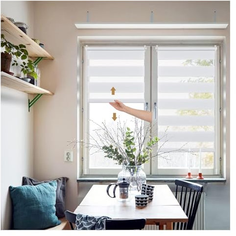 Zebra-Jalousien aus Stoff,Doppelrollo schnurlos,Rollos für Fenster ohne Bohren & zum Bohren, Lichtdurchlässig Aber Blickdicht, für Küche, Wohnzimmer, Schlafzimmer (Size : W130xH200cm/W51.18xH78.74in