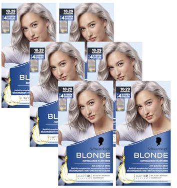 Blonde Aufheller 10.29 Platinblond (6x 142 ml), Haarfärbemittel für Öl-aktiviertes Haare Aufhellen mit HaptIQ-System, für bis zu 4 Stufen ohne Gelbstich