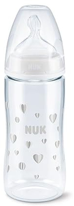 NUK First Choice+ PP-Silikonflasche, 6-18 m, 300 ml, Herzen, BPA-frei, weiß