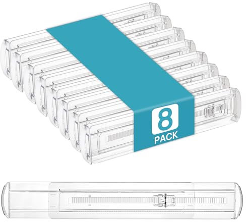 Vtopmart - Paquete de 8 divisores de cajones para cocina, ajustables de 2.3 pulgadas de alto, expansibles de 12.9 a 21.5 pulgadas, organizador apilable de cajones de plástico transparente para