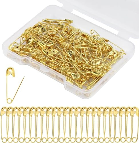 500 Stück Sicherheitsnadeln,19mm Mini Sicherheitsnadeln für DIY Nähen Kleidung Basteln Schmuckherstellung(Gold)
