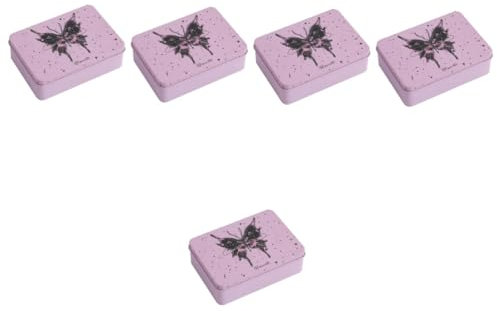 HOODANCOS Scatola Da 5 Pezzi da tavolo con farfalla cartone animato in ferro Confezione (rosa) biscottiera storage box