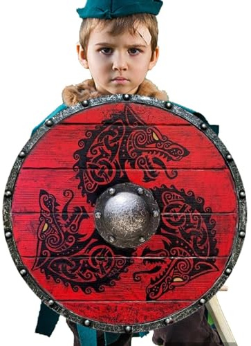 Wolf Krieger Schild Wikinger Schild Cosplay Cosplay Mittelalter Schild Mittelalter Holzschild Handgefertigt Battle Ready Battle Shield Cosplay Supplies Wolf Wikinger Schild