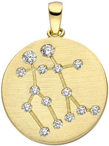 Anhänger Sternzeichen Zwilling 15 Zirkonia 333 Gold Gelbgold matt Halsschmuck