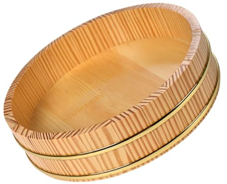 SECFOU Bowl Kit Rice Capacity Large Sushi Mixing Wooden and Hand Comfortable Feel, Traditional Japanese Hangiri with Elegant Design for Sushi Making for Restaurant Use