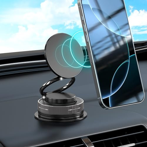 Ambienden Porta Cellulare Auto, Ruotabile a 360° e Regolabile con una Sola Mano - [20x N52 Magneti], Supporto Telefono Auto per iPhone, Galaxy, Android Smartphone, Black