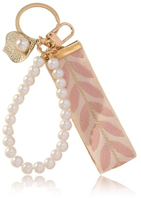 Schlüsselanhänger Damen,Pearl Keychain Aesthetic Pink Cute Perlen Schlüsselband Rosa Kurz mit Schlüsselring Schlüsselbund Auto Frauen Schlüsselkette Elegante Handtaschen Taschen Anhänger,für Frau Girl