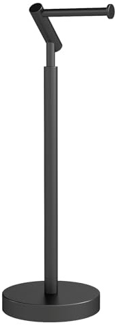 STWWO Toilet Paper Holder Free Standing, Matte Black Toilet Paper Stand 21.7 H, Stainless Steel Tissue Roll Holder for Bathroom, Heavy Weighted Base