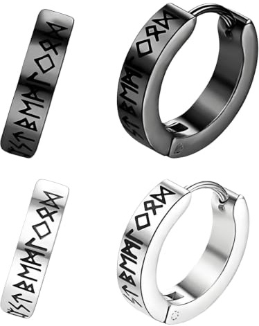 4Pcs Black Earrings for Mens Earrings Hoops, Ear Ringsfor Mens Earings