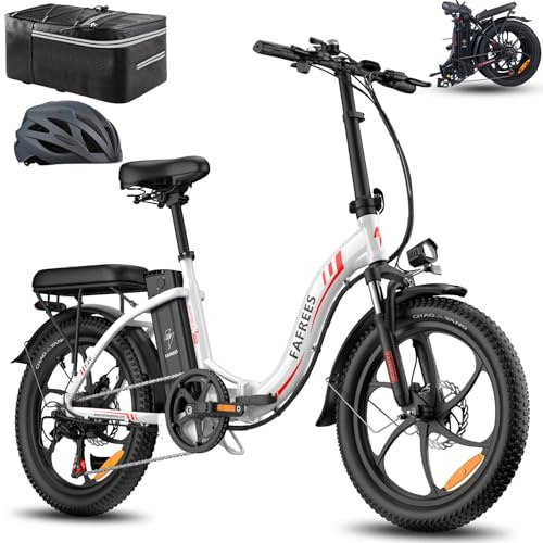 Fafrees Electric Bike for Adults with 36V/16Ah Removable Battery, 20×3.0 Fat Tire Folding Electric Bike with 130km Max Range, LCD Display,Front Suspension,Dual Disc Brakes,7-Speed City Commuter Ebike