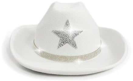 Kids Sparkly Star Cowboy Hat - Western Party Festival Outdoor Sun Games - Girls Boys