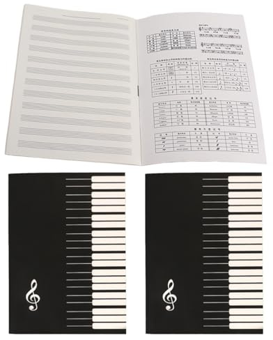 3 Stück Musikübungsheft aus Papier mit Notenblättern Schwarz | Tragbares Fünf Buch, Gitarrennotenbuch für Gitarrenanfänger und Piano Noten Anfänger, Einschulung Deko