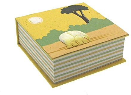 Fair Trade Notizblock-Würfel Elefanten-Dung 100 x 100 mm - gelb