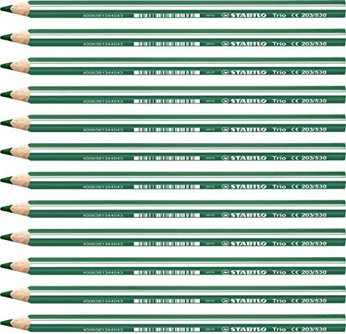 STABILO - Dreikant-Buntstift - Trio dick - 12er Pack - grün