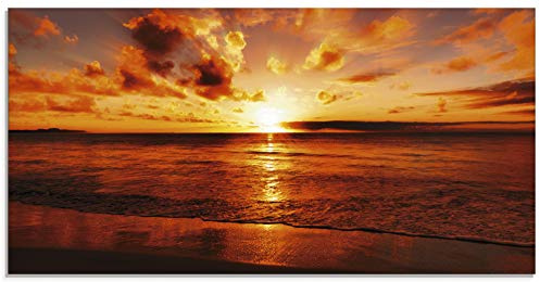ARTland Wanddeko Glasbilder Wandbild Glas Bild einteilig 60x30 cm Querformat Strand Meer Küste Nordsee Sonnenuntergang Natur Landschaft Maritim T5MR