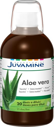 JUVAMINE - Botella Aloe Vera - Acción 3 en 1 - Depurativo - Piel sana - Sistema inmunitario - Sabor a manzana - Desintoxicante - Programa de 20 Días - 500 ML