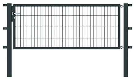 Alberts 647742 Einzeltor Flexo mit Zubehör | verschiedene Breiten und Höhen - wahlweise in verschiedenen Farben | anthrazit | Breite 200 cm | Höhe 80 cm