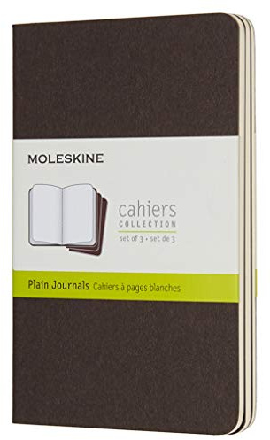 Moleskine Cahier Pocket, A6, 3er Set, Blanko, Kartoneinband, Kaffeebraun
