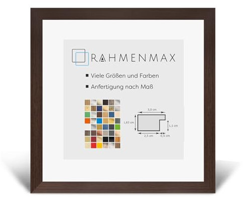 RahmenMax Morena Holz Werkstoff Bilderrahmen 28 x 28 cm modernes sehr eckiges Profil 28 x 28 cm Grosse Farbauswahl jetzt: Eiche dunkel mit Kunstglas klar 1 mm
