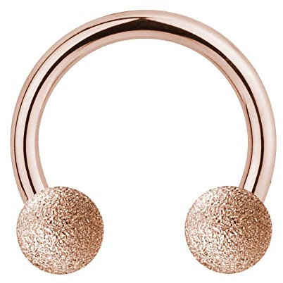 Treuheld | HUFEISEN Piercing ROSE-GOLD - Diamant-Optik MATT - 10 Größen - sand-gestrahlte Kugeln zum Schrauben - Edel-Stahl - Septum Helix Nase Ohr usw - CBR Barbell [01.] - 1.2 x 6 mm (Kugeln: 3mm)