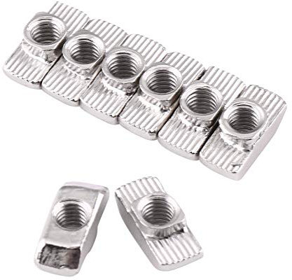 50pcs T-Nut Hammer Kopf Mutter M4 verzinkt Silber Kohlenstoff Stahl Fastener Aluminiumprofil Extrusionsschlitz Europäische Norm(EU30-M4*15.5 * 8)