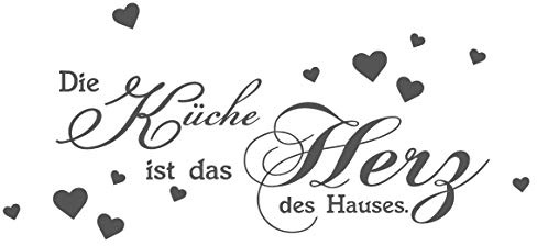 timalo® Wandtattoo 'Die Küche ist das Herz des Hauses.' | 75004-dunkelbraun-100x45cm