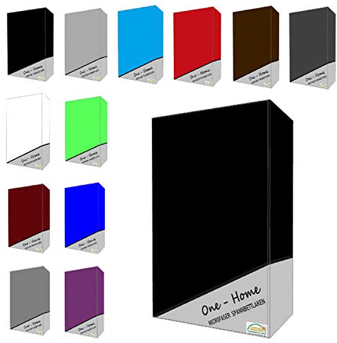 one-home Microfaser Spannbettlaken Spannbetttuch Bettlaken Betttuch mit Rundumgummi, Farbe:Schwarz, Maße:180x200 cm - 200x200 cm