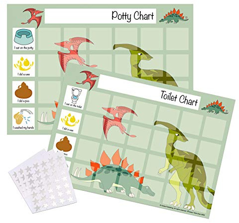 Dinosaur Potty Toilet Training Sticker Chart for Toddlers by Cerise Publishing