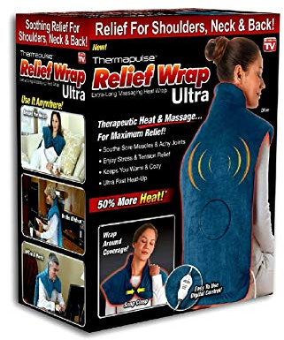 Relief Wrap Full Back Heating Pad Massaging Neck Shoulder Pains Relief- Red