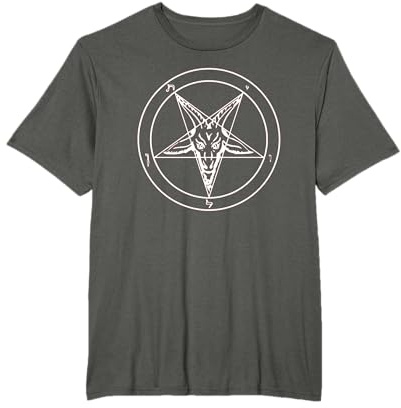 666 Satanás - Estrella Negra con Pentagrama de Calavera Camiseta