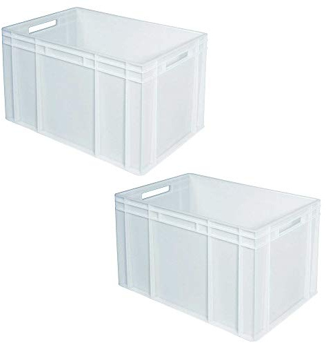 BRB 2 Eurobehälter mit 2 Durchfassgriffen, LxBxH 600x400x420 mm, weiß