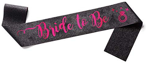 OMISS Glitzernde schwarze Schärpe Bride to be – Schärpe für die zukünftige Braut – genießen Sie Ihren Junggesellinnenabschied, rosa (glitter pink), Large