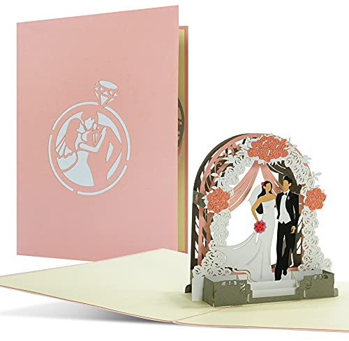 Hochzeitskarte | 3D Pop Up | Elegante Hochzeitsgeschenkidee für Brautpaar | L21