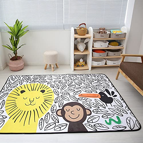 Kinder Baby Krabbeldecke Faltbare, Hiseng Polyester Spielmatte Kinder Teppiche Rutschfeste Baby Bodenmatte Waschbare Krabbelmatte für Outdoor Spielteppich (150x195cm,Affe)