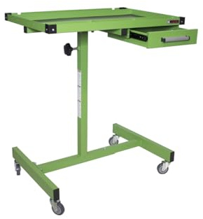 K Tool International 75108 Adjustable 30 Inch Teardown Worktable with Drawer, 200 lb Capacity, Height Adjustable 34 to 47.75 Inches, HD Steel Construction with Swivel Casters, Rubber Bumper Corners