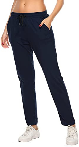 Pantalons pour Femme Coton Pantalon Décontracté de Survêtement Jogging Fitness Sport Training Yoga, Sweatpants Ladies Joggers d'été et d'hiver (Bleu Marine, M)