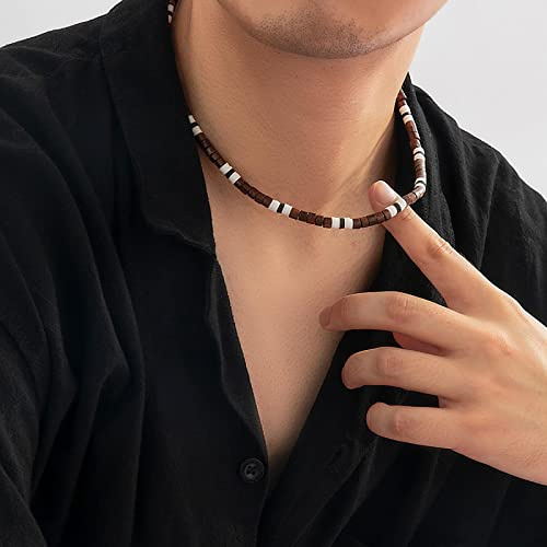 Bysonglezai Halskette Herren Pulloverkette Damen Anhänger Frauen Männer Geschenk Hölzerne Perlen Ton Halskette Mode Vintage Perlen Strand Halskette Für Männer Stammesschmuck